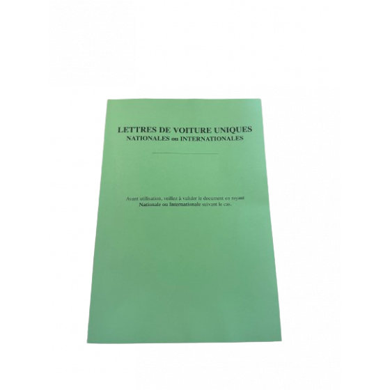 Carnet lettre de voiture unique 5x25 personnalisé