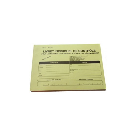 Livret individuel de contrôle déménageur 30x2